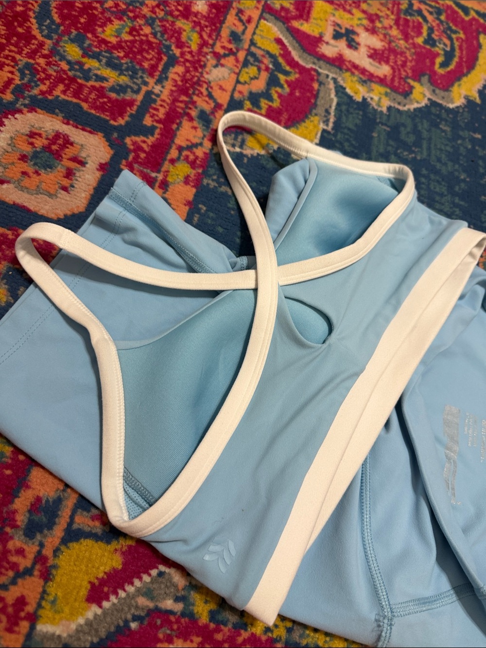 All in Motion Light Blue Women's Sports Bra 6” inseam High-Rise Bike Shorts Set - Picture 7 of 7